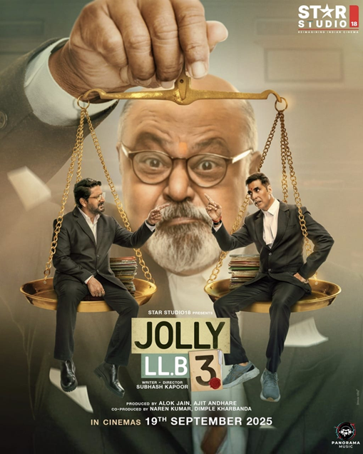 Akhshay kumar and Arshad warsi looking at each other in official poster of jolly llb 3