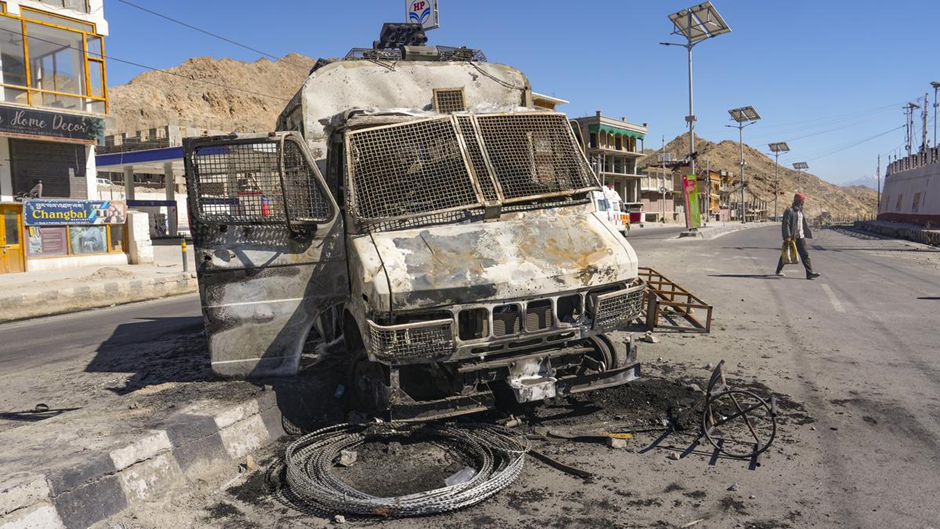 police vehicle burned