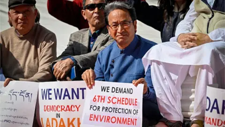 Sonam wangchuk sitting on protest