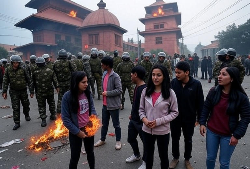 protest in nepal street