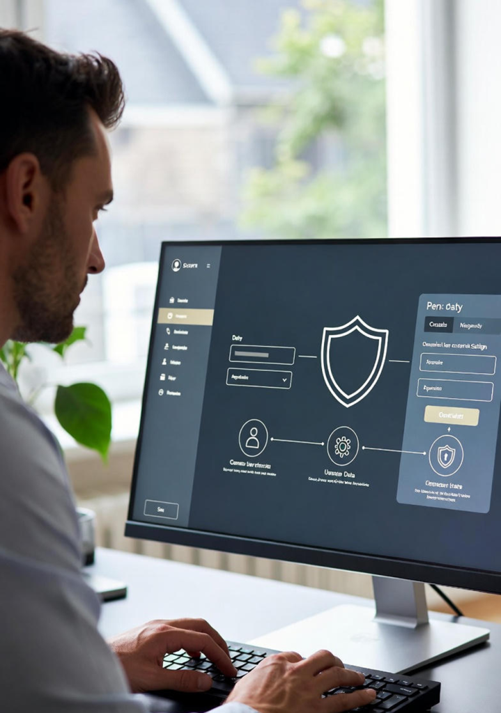 shield protecting digital data to represent privacy, consent, and ethical data protection
