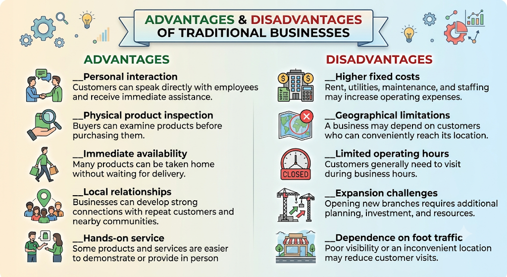 Advantages and disadvantages of traditional business
