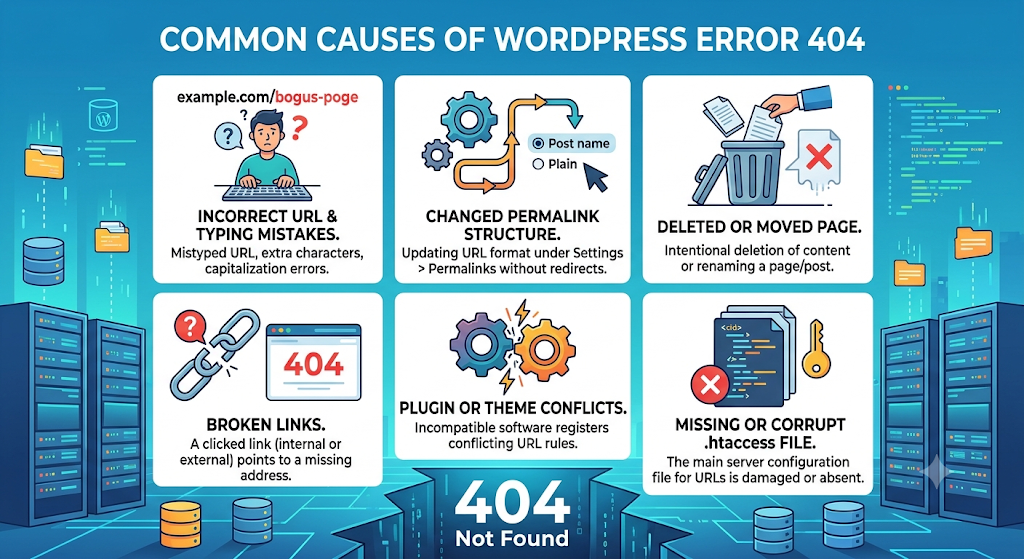 Common Causes of WordPress Error 404
